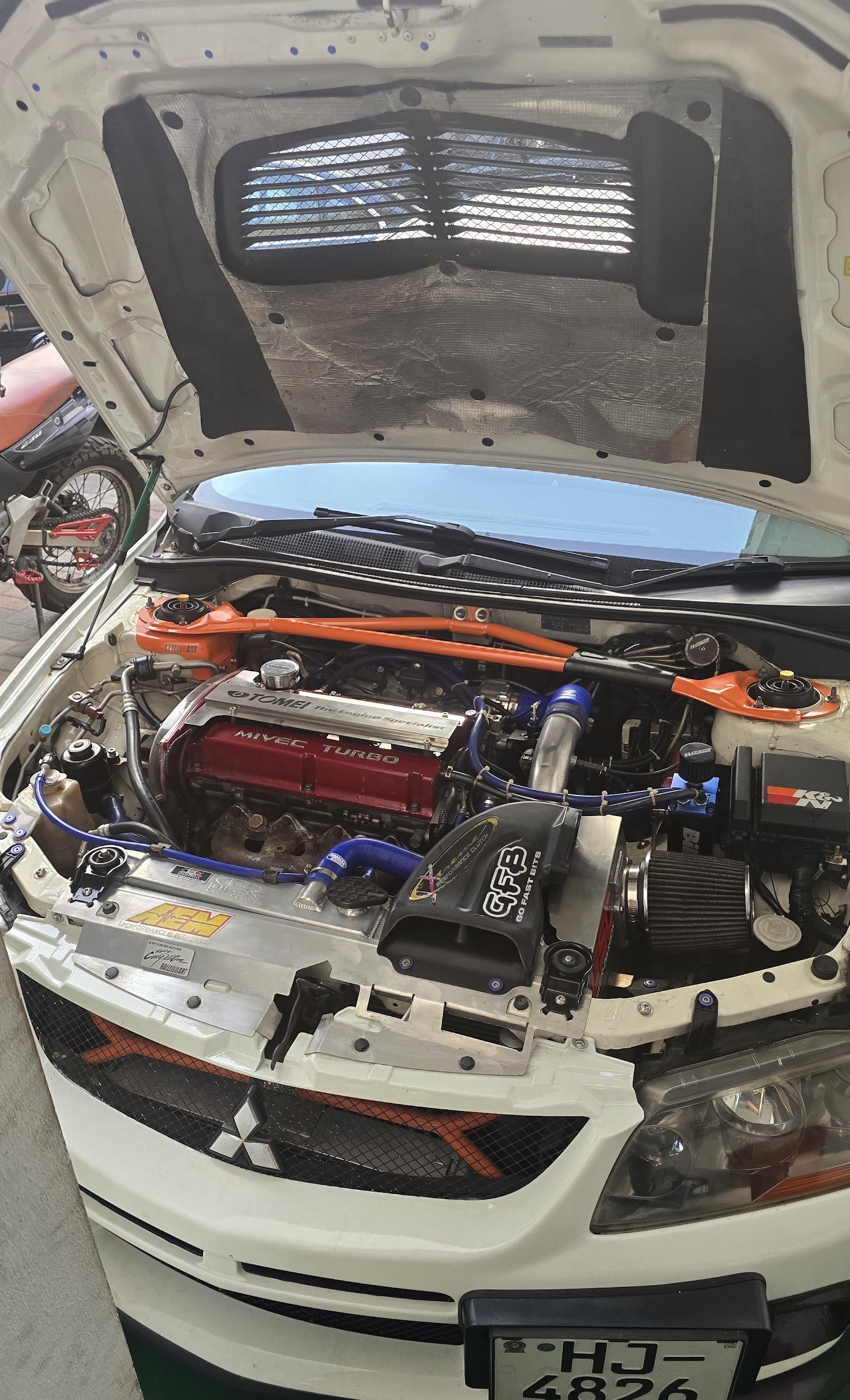 Clean modified engine bay at Auto Medic